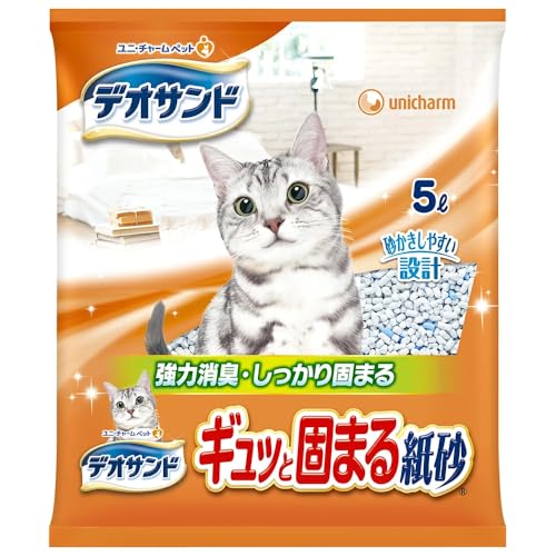 猫砂 紙砂 ユニチャーム デオサンド ギュッと固まる紙砂 5L×24袋 120L