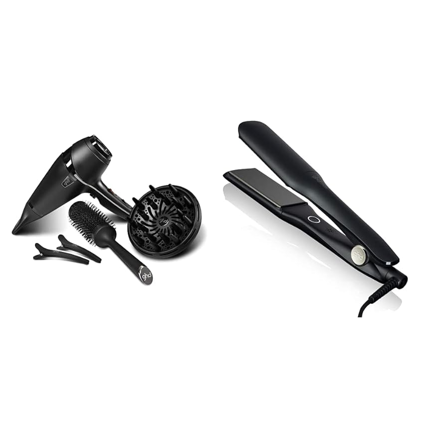 Immagine del prodotto ghd Air Kit - Asciugacapelli con Kit professionale per l'asciugatura (Nero) & Max Styler, Piastra per Capelli con Lamelle Ampie, Nero