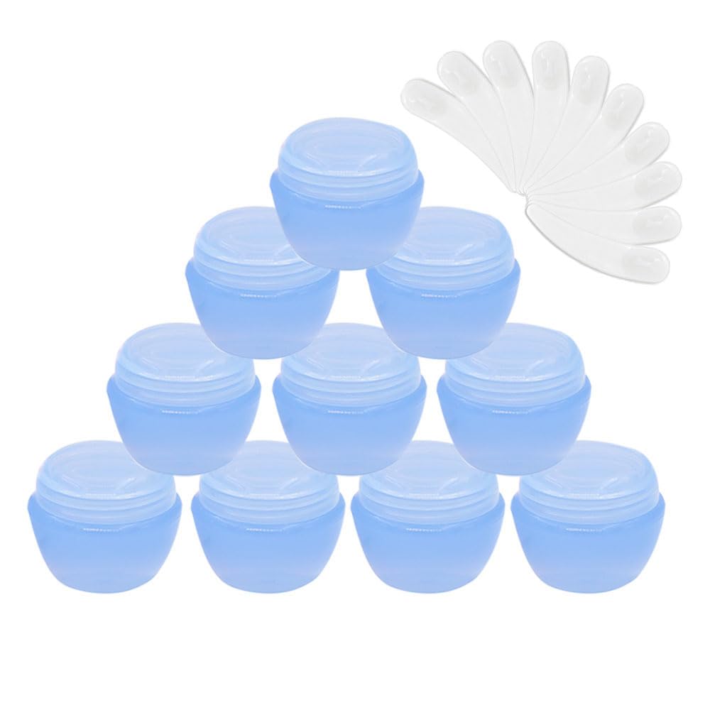 Skypro 30Ml Blue 10Packs 30G/30Ml Frosted Container Jars With Inner Liner For Scrubs, Oils, Salves, Creams, Lotions, Makeup Cosmetics With Mini Scoop (Blue)