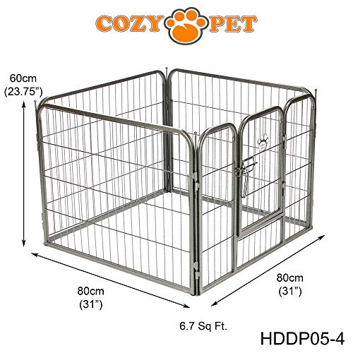 Heavy Duty Puppy 4-Sided Playpen 60cm Tall by Cozy Pet Small – Rabbit Run Enclosure Dog Cage or Crate Whelping Box HDDP05-4. (We do not ship to Channel Islands or The Isles of…