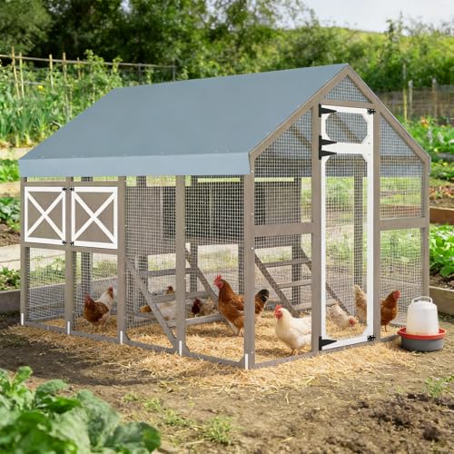 Large Wooden Chicken Coop with Waterproof CoverNesting Boxes
