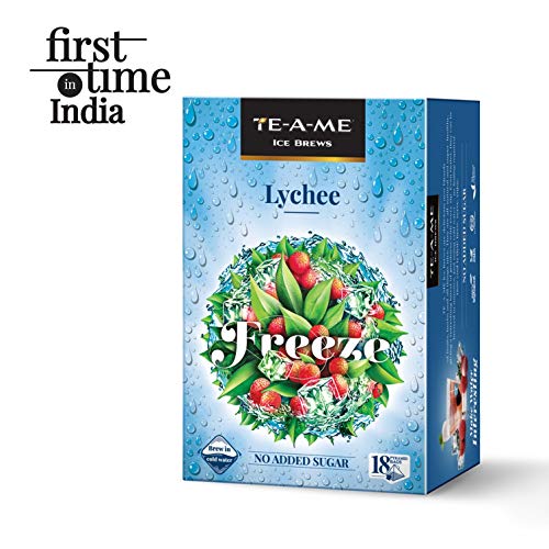 Image of TE-A-ME Lychee Iced Tea Bags, 18 Pyramid Sachets (18 x 1) | Sugar-Free Lychee Cold Brew Tea | Pack of 3