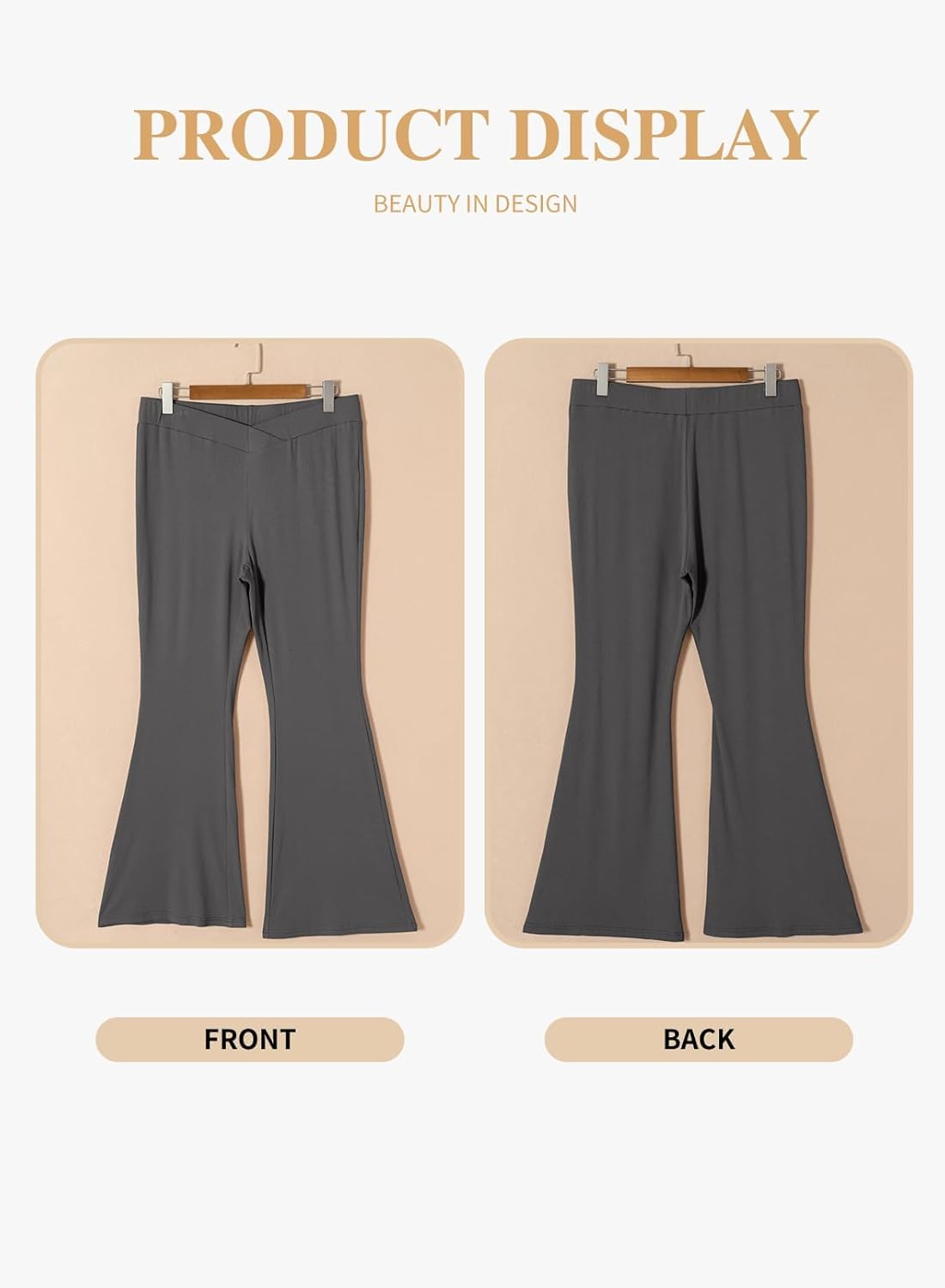 Eytino Plus Size Leggings for Women Elastic High Waisted Crossover Flare Pants Lounge Trousers(1X-5X) - Image 4