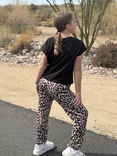 Image of Arshiner Girls Clothes 2 Piece Summer Outfits Drop Shoulder Top Pullover Sweatpants Jogger Set Sweatsuits Tracksuits 6-14Y