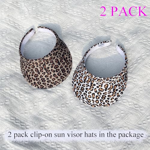 Image of 2 Pack Sun Visor Hats Women Men Clip On Wide Brim Visors Hat Outdoor Sports Golf Beach Travel Tennis Caps