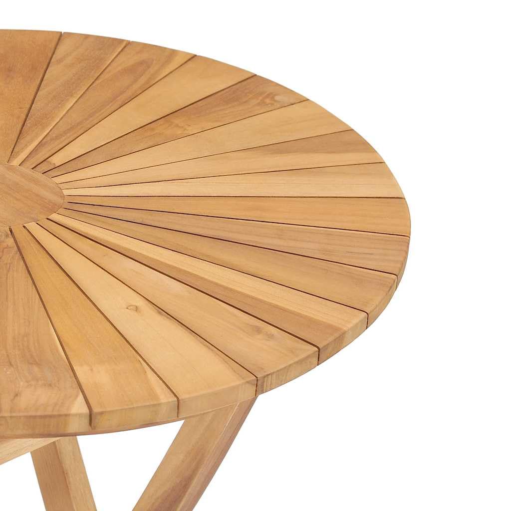 Tavolo da giardino rotondo da 60 cm in legno massello teak, tavolo pieghevole per esterni con vernice a base d'acqua, per terrazza e giardino, tecnicamente essiccato e finemente levigato