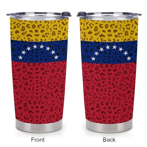 Posavasos para auto con diseño de bandera Venezuela y estampado leopardo miniatura 3