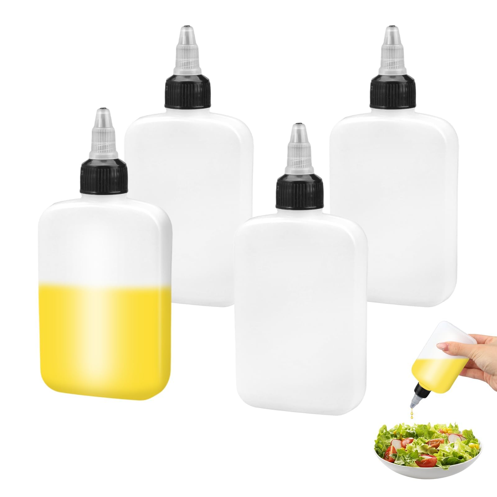 4 Pcs 120ml Squeeze Oil Bottles with Leakproof Twist Cap for Cooking