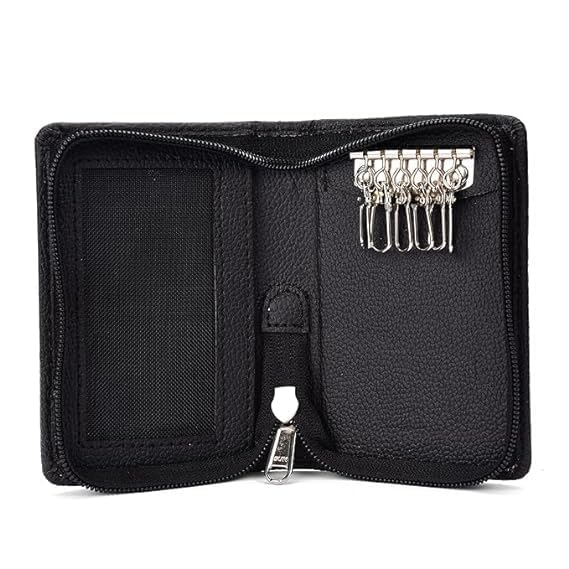 nozomi Leather Key Pouch Case Wallet: Universal Key Organizer for Men & Women, Black, Unisex-Adults-picture-6