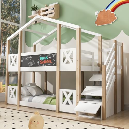 Sapgaks Lit cabane Enfants 90x200, Lit superposé Enfant Protection Anti Chute, cabane dans Les...