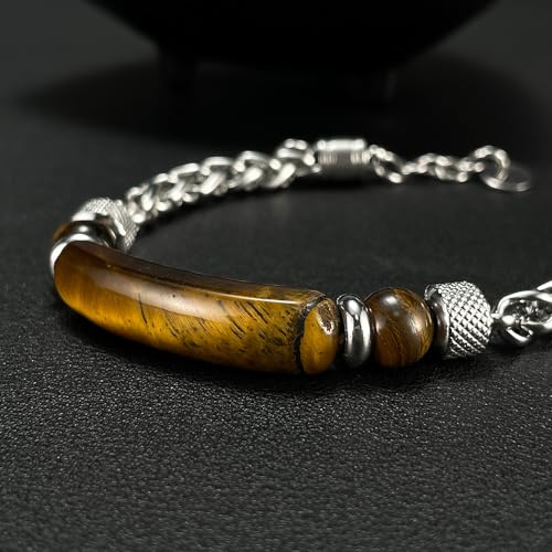 Bracelet for Men Stainless Steel Bracelet Hypoallergenic Sliver Link Bracelets Fade-Resistant, Adjustable Link Chain Design, Gift for Men