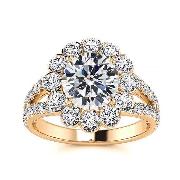 2.10 Ct Round Cut Lab Created Diamond Womens Engagement Wedding Band Ring 14k Gold Finish 925 Sterling Silver