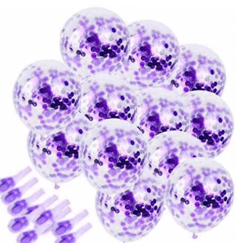 Image of AMFIN (Pack of 50) Confetti Balloons with Matching Ribbion, Party Decoration Items - Purple