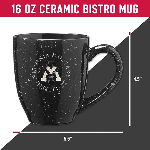 Image of Rico Industries NCAA Virginia Military Institute Keydets Black Personalized 16 oz Team Color Laser Engraved Speckled Ceramic Coffee Mug
