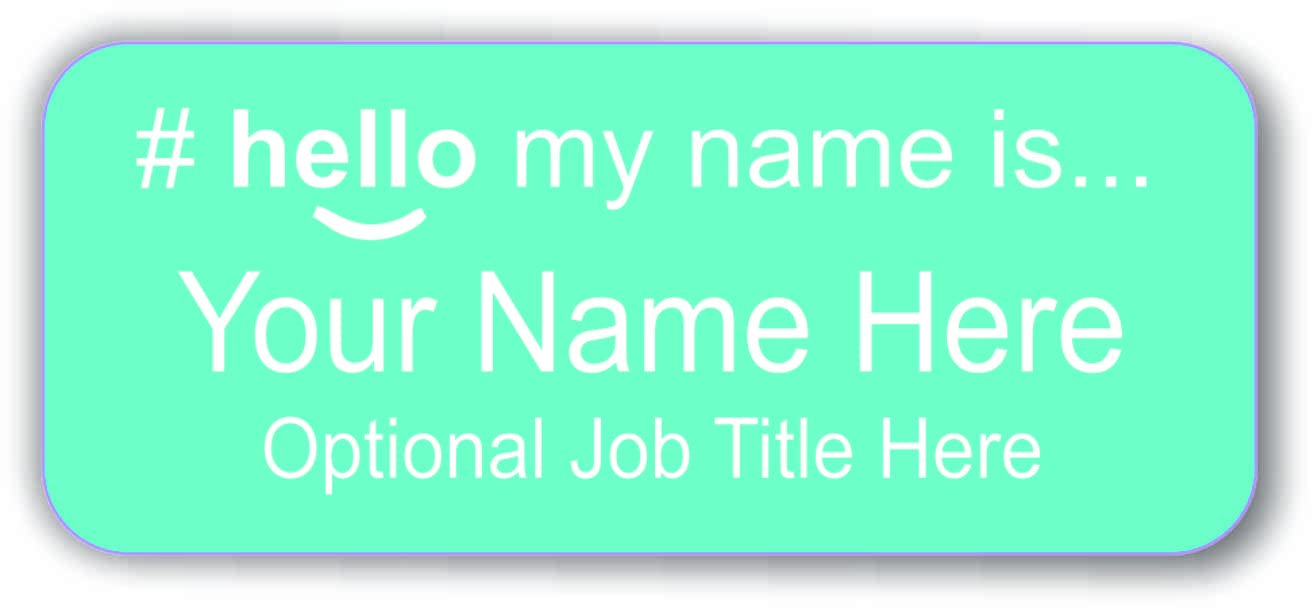 Hello My Name is Identification Badge, Choice of 12 Colours and Text, Durable Laser Engraved Acrylic Nurse Doctor Care Assistant Student (Sky Blue/White)