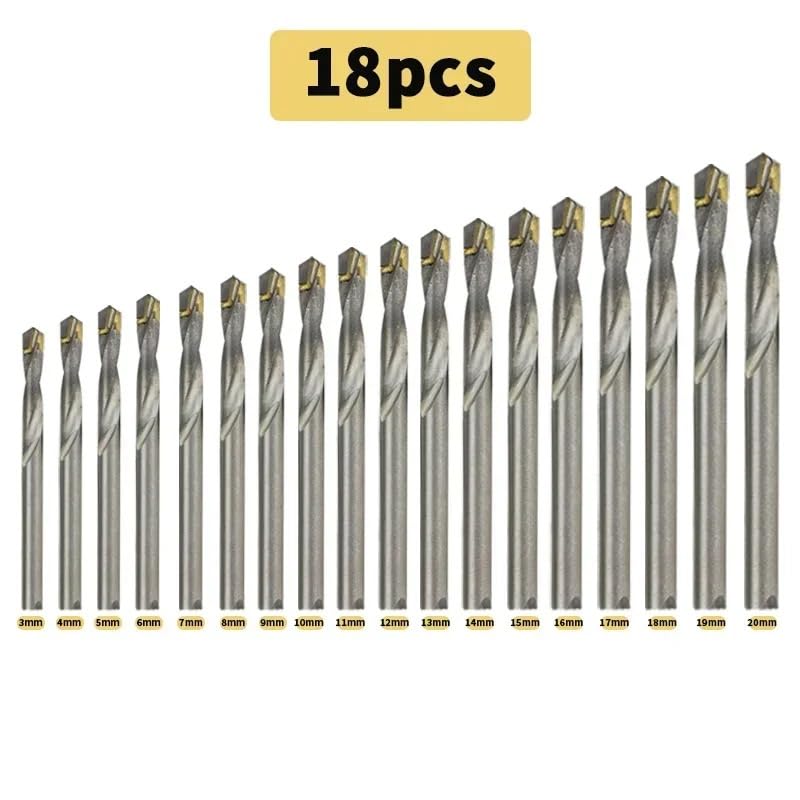 Brocas de carburo tungsteno 3-20 mm con vástago recto, 10/13/18 unidades, for hierro, aleación aluminio y cerámica(10pcs 13mm)