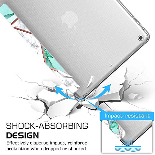 Image of DuraSafe Cases for iPad 7.9 Inch Mini 5th Gen [ Mini 5 2019 ] A2133 A2124 A2126 MUQY2HN /A MUQW2HN /A MUQX2HN /A MUU52HN /A Smart Adjustable Stand Feature Printed Sleek Design Flip Case - Marble Green
