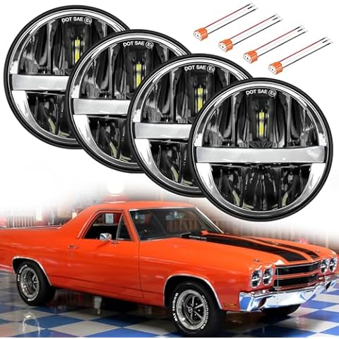 UNI-SHINE 5 3/4'' 5.75 inch LED Headlight Round 4pcs Reflector Hi/Lo Beam with DRL Sealed Beam H5001 H5006 Compatible with Peterbilt 349 359 Compatible with Chevy Impala 59-76 Compatible with Dodge Cover