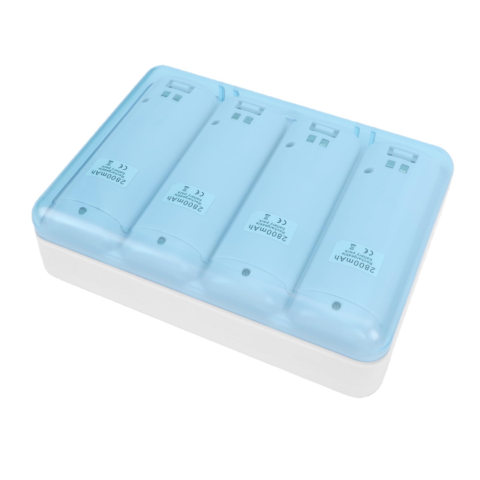Focket Caricabatterie per Telecomando, Stazione di Ricarica per Batterie Ricaricabili NiMH 4 in 1 da 2800 MAh, Batteria Ricaricabile con Cavo USB Indicatori LED per Telecomando da Gioco (WHITE)
