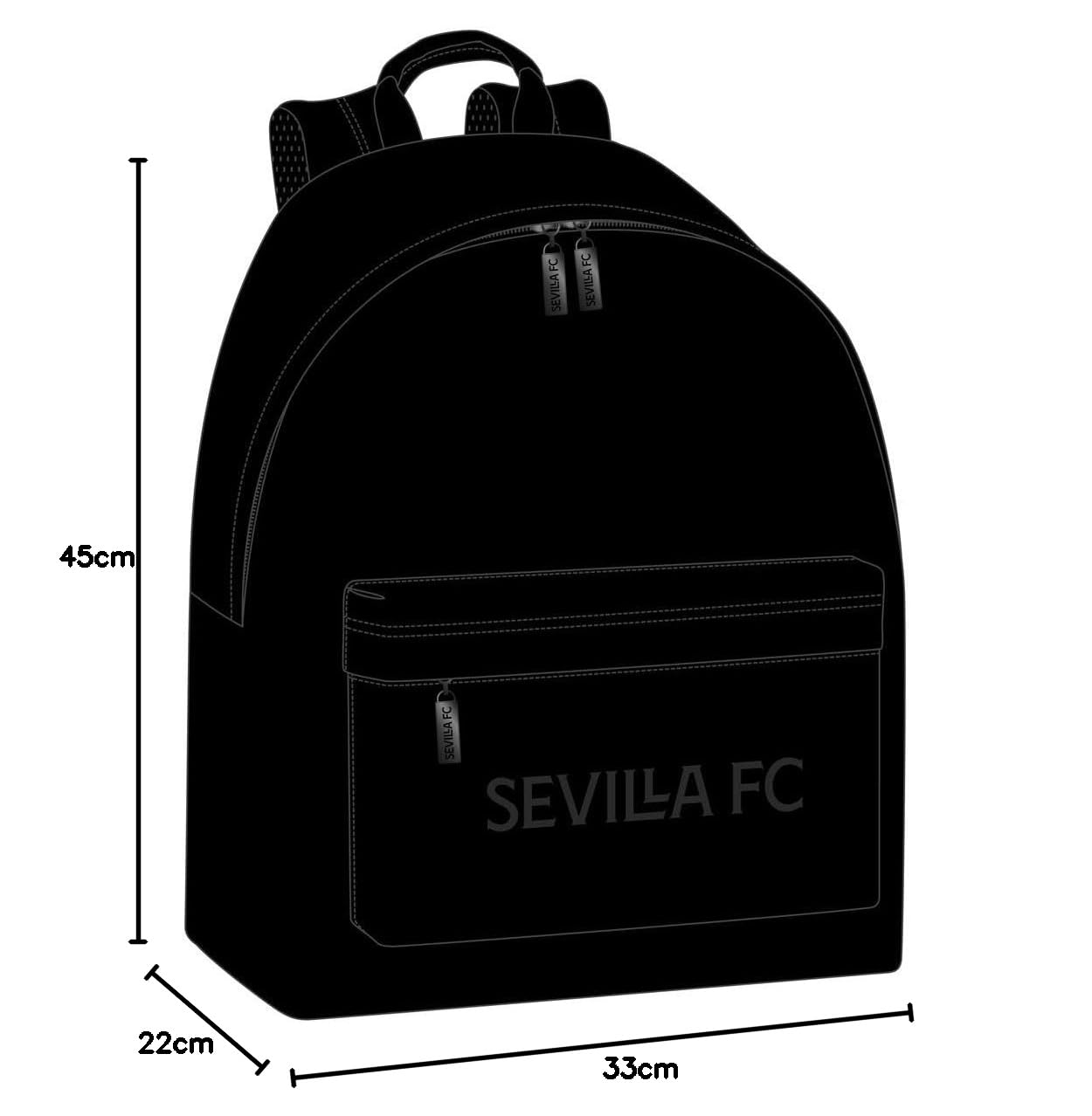 safta Unisex dziecięcy Notebook Sevilla FC Teen Juvenil plecak na laptopa 14,1 cala (310 x 160 x 410 mm), czarny, Estándar, czarny, Standard