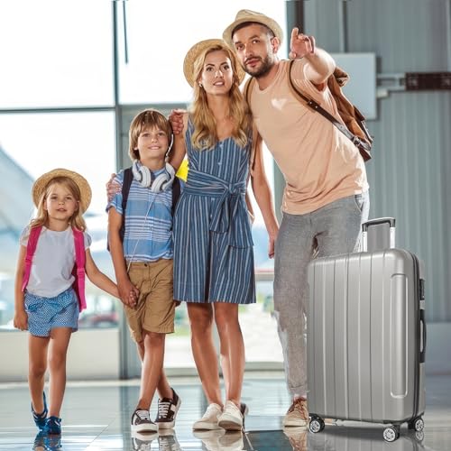 FOCHIER F Luggage Sets, Expandable 3 piece Hard Shell Luggage Set with TSA Lock, PC+ABS Hardside Travel Suitcase with Wheels for Women Men 20 24 28 Inch (Grey)2