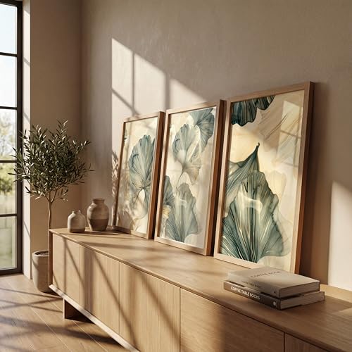 Image of NoWorries Modern Portrait Art & London Floral Wall Frames Paintings | Chelsea & Covent Garden Botanical 300 GSM Premium Prints | Stylish Home Decor for Living Room, Office & Bedroom | Synthetic Wooden Wall Art Frames (Set of-3) (NATURAL, ART-5, 10X13INCHES)