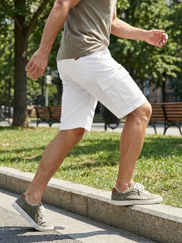 Image of JMIERR Mens Casual Cotton Twill Cargo Shorts Drawstring Classic Chino Stretch Short with 6 Pockets