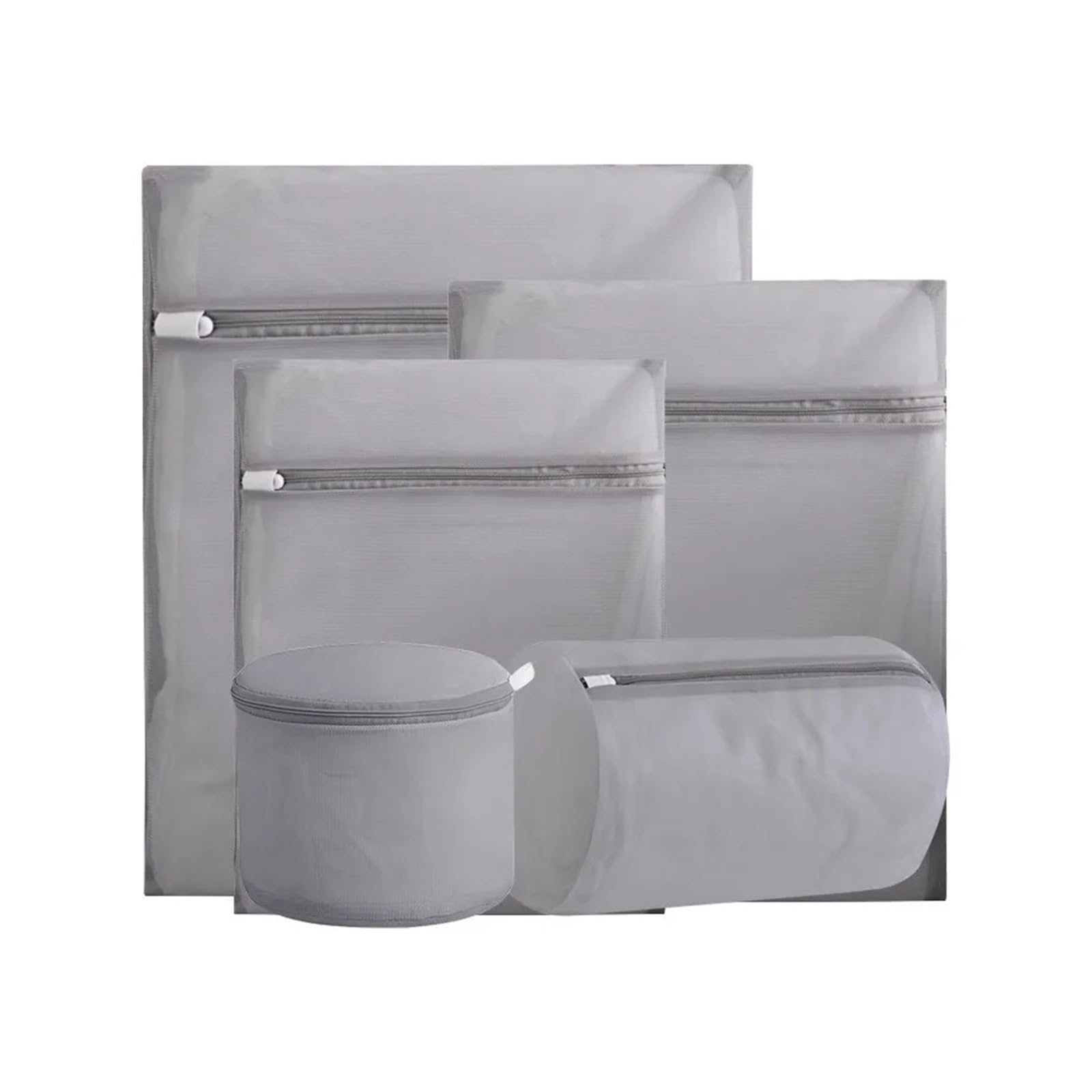 Zyayng One Color 1Set Gray Mesh Laundry Bag Coats Clothing Care Home Foldable Organizer Net Zipped Bags For Washing Machines Sock Bra For Clothes