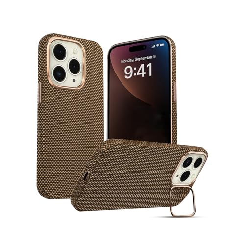 Image of AIBEX Aramid Fiber Mag-Saf Case Compatible for iPhone 16 Pro | Slim Protective Back Cover with Built-in Magnets | Wireless Charging Support | Camera Ring Stand | Shockproof with Air Guard Corners