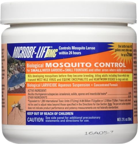 MICROBE-LIFT BMC Biological Mosquito Control Liquid Treatment for Medium-Sized Decorative Water Gardens Up to 2 000 Gallons Fountains and Ponds 2 Fluid Ounces