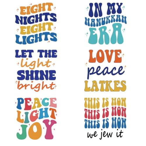 Hanukkah Iron Transfer Patch Heat Transfer Sticker Vinyl Design Iron Applique T-Shirt Clothing DIY Craft Applique Clothing Decoration (P1)