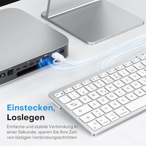 OMOTON Kabel-Mac-Tastatur, USB/USB-C, Büro & Zuhause – Ansicht 4