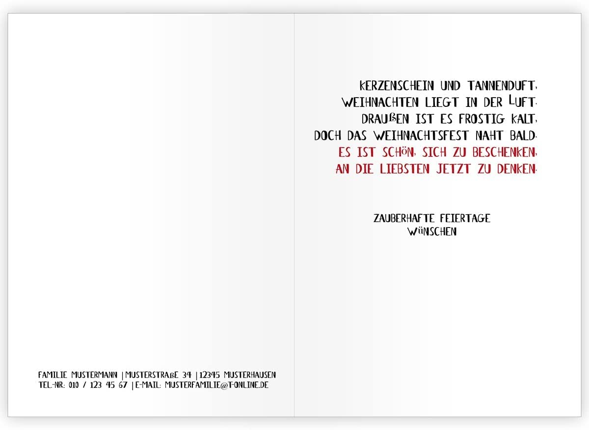 20er Set Schöne Weihnachtskarten mit Umschlägen mit Engel und Sternen Weihnachtsbaum, personalisierbarer Innendruck (Var3) geschäftlich & privat