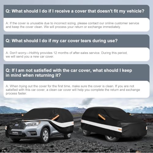 Image of 10 Layers SUV Car Cover Custom Fit for Subaru Ascent (2018-2026), Waterproof All Weather for Automobiles, Outdoor Full Cover Sun Dust Rain Protection with Cotton. Black