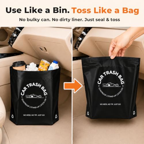Image of Disposable Car Trash Bags, Stand-Up & Stick-On Car Trash Can Alternative