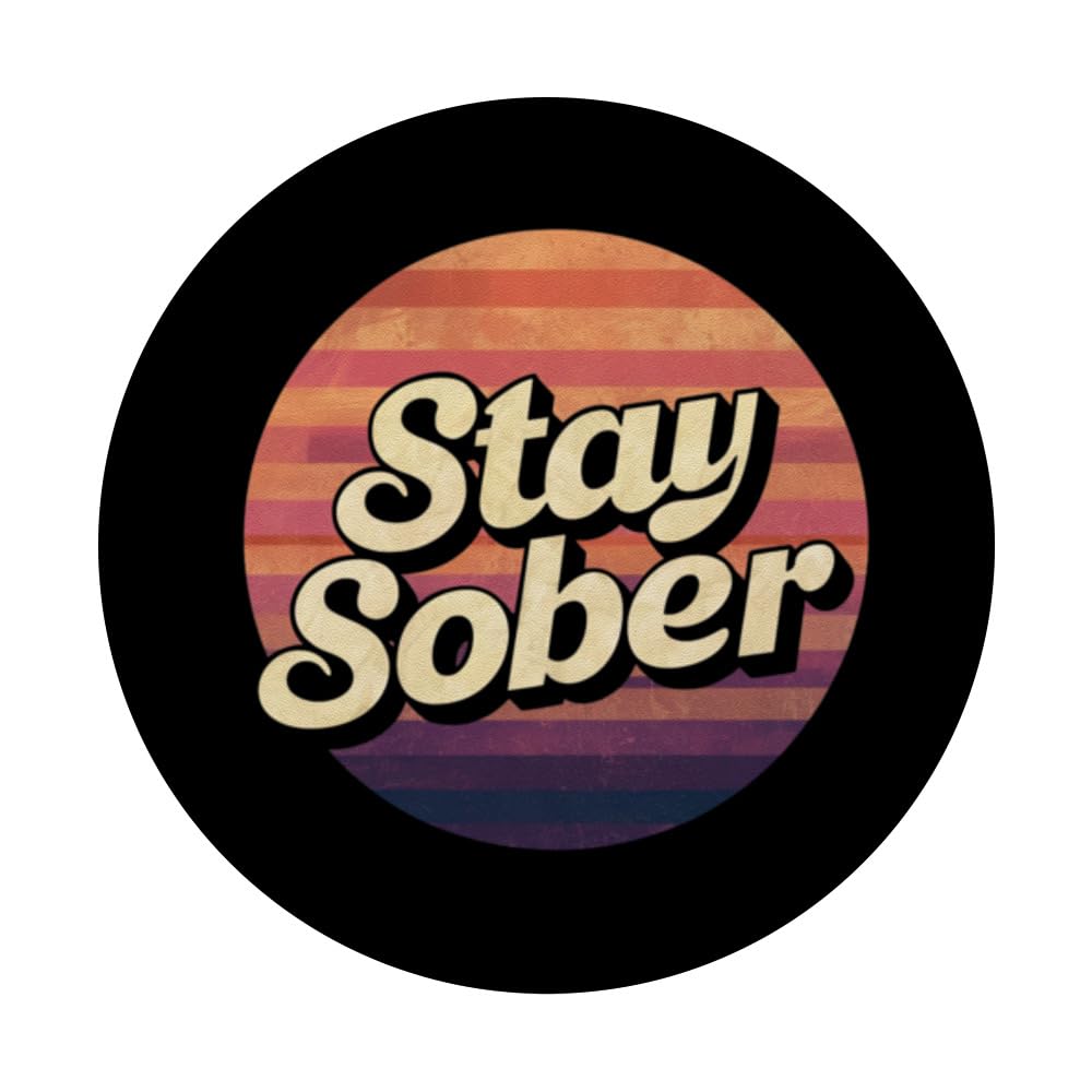Stay Sober Sobriety Token Staying Sober Inspirational PopSockets Swappable PopGrip, Black - Image 3