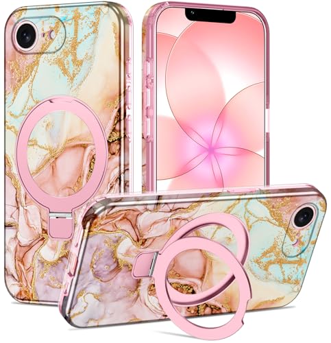 Casehas for iPhone 17e Case 2026, [Magnetic Invisible Stand] [Compatible with MagSafe] [Military Grade Drop Protection] Slim Translucent Matte Back Shockproof Protective Cover, Rose Gold - image 1