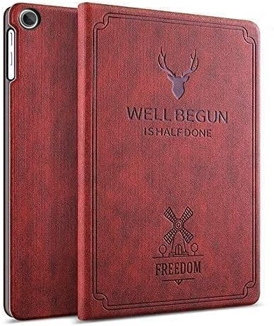 Smart Deer Flip case Cover for Samsung Galaxy Tab A8 10.5 inch (SM-X200/ SM-X205/ SM-X207), Wine Red