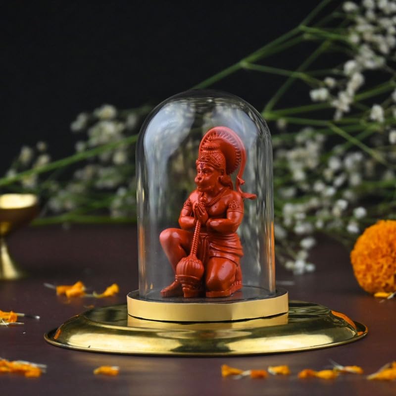 Image of Mahabali Hanuman Idol Small Divine Murti for Mandir, Car Dashboard, Home & Office | Resin Lord Hanuman Statue for Pooja, Vastu & Festival Gifting (Orange Look)