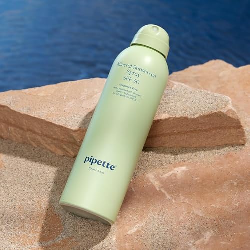 Image of Pipette Baby Mineral Sunscreen Spray SPF 30, Broad Spectrum with Non-Nano Zinc Oxide, Water Resistant UVB /UVA Non-Toxic Sun Protection for Kids & Sensitive Skin, 6 oz (2 pack)
