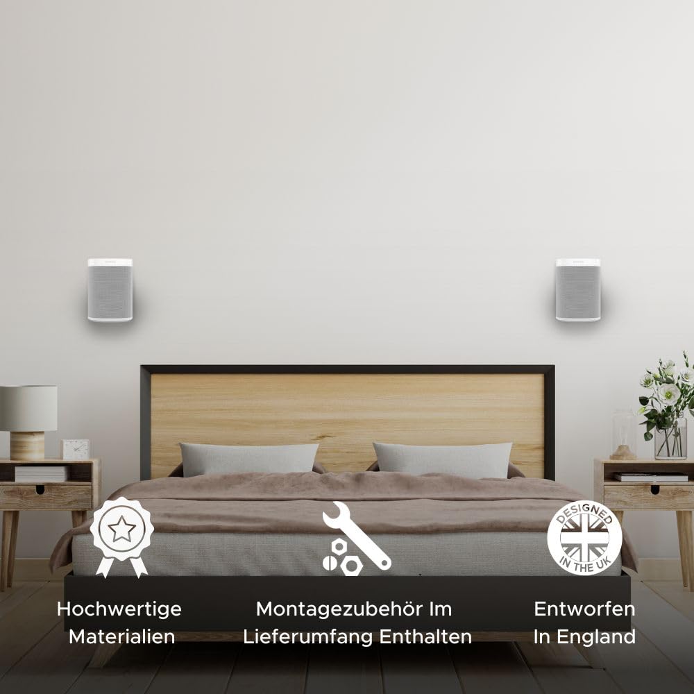 ONE, ONE Gen 2, ONE SL & Play:1 Wandhalterung, Doppelpack, weiß, kompatibel mit Sonos ONE, ONE Gen 2, ONE SL & PLAY1 Lautsprecher