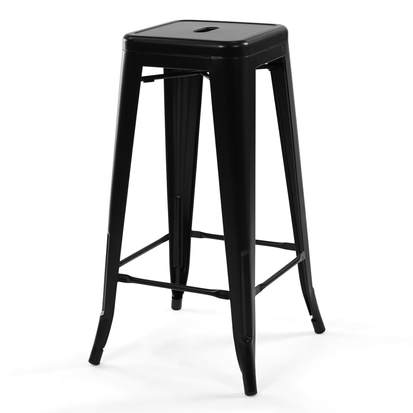 IDMarket - Lot de 4 tabourets de Bar Leny métal Noir Mat empilable Aspect Brut Factory