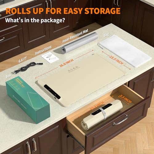 HOTEAGLE Food Warming Mat with Heat Resistant Pad for Family Dinner 26"x15" - image 8