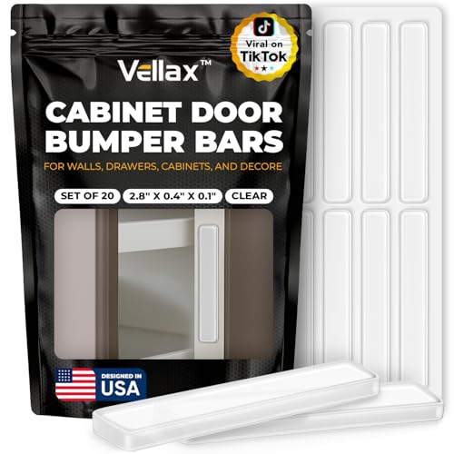20 Clear Silicone Bumper Strips – 2.8' x 0.4' Anti-Slip Pads for Cabinets,...