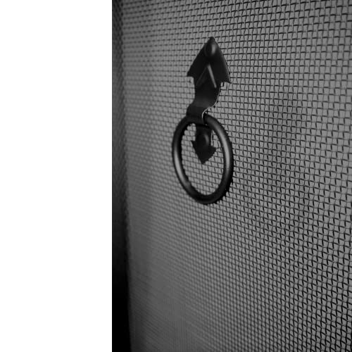 Funkenschutz für den Kamin, rechteckig, 62,2 x 53,3 x 8,9 cm, mit kunstvollen, schwarzen, filigranen Details