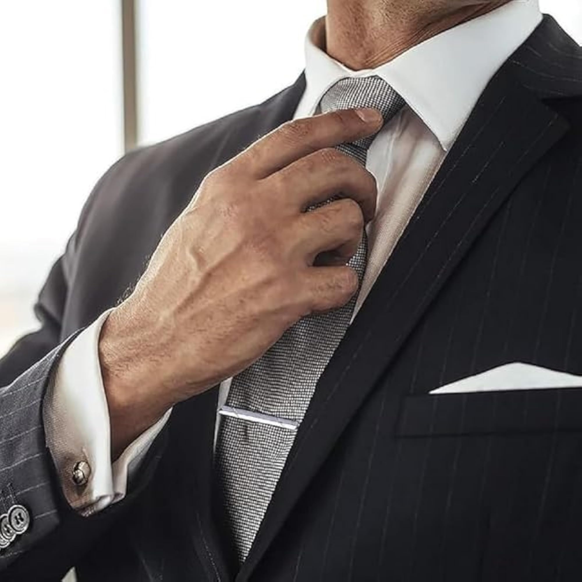 4pcs Men's Stylish Metal Tie Clip Set, Gift Box Included