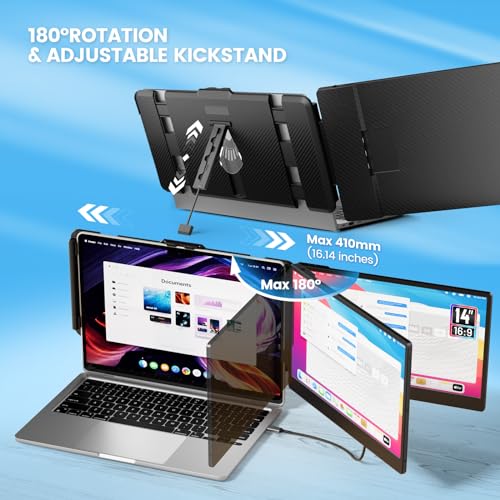 Image of Cenerius 14 inch Laptop Screen Extender, FHD 1080P IPS Portable Monitor for Laptop, Dual Screen Monitor Extender Compatible with 13 inch-17 inch Laptops, HDMI /USB-A /USB-C Plug-Play for Windows, Mac, Android