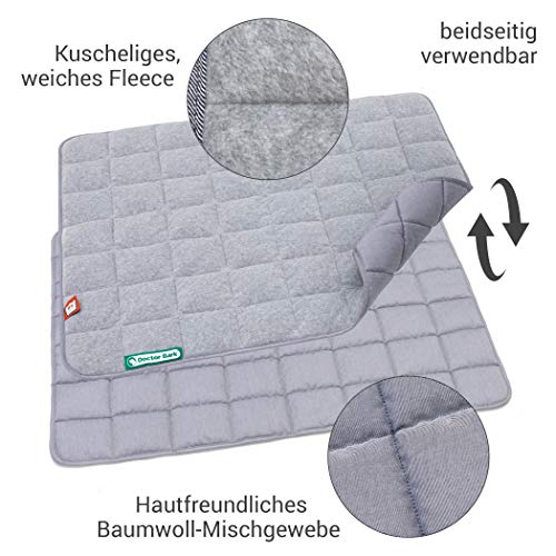Doctor Bark Hundedecke Fleece Wendedecke - Flauschige, robuste Hundematte für mittlere Hunde. waschbar bis 95°C - hochwertige Indoor/Outdoor Liegedecke (M - 80x70 cm, Hellgrau/Hellgrau)
