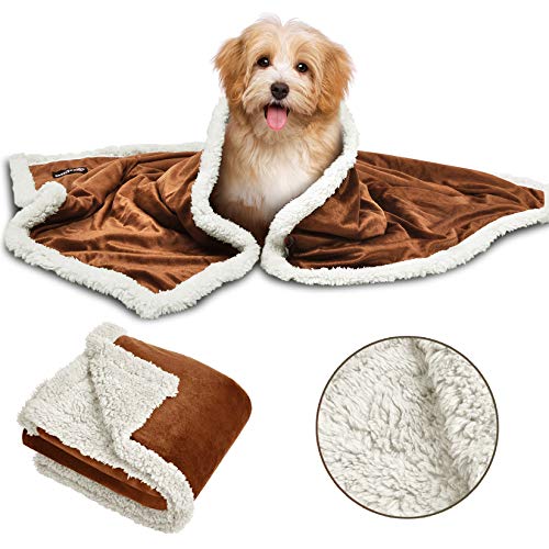 Pawsee Fleece Haustierdecke Flauschig Waschbar Sherpa Plüsch Kuscheldecke Hundebett für Hunde Welpen Katzen, 114 x 76cm