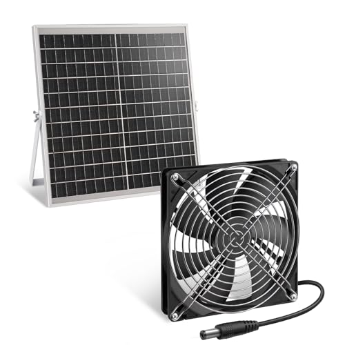 ZINIKIF Solar Ventilator 15W wetterfestes Solarpanel mit DC-Ventilator für kleine Hühnerställe Gewächshäuser Schuppen Haustierhäuser Zu-oder Abluft